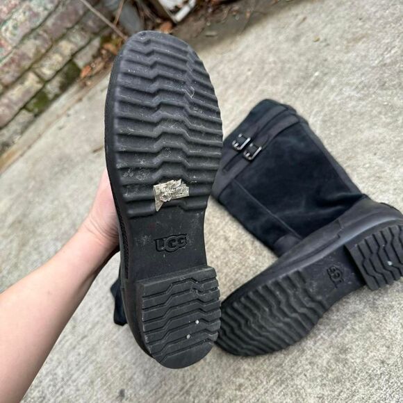 Ugg Zarina Boot Women's Size 8.5 Knee High Suede Black Buckle Lined Fairycore‎ - Picture 5 of 8